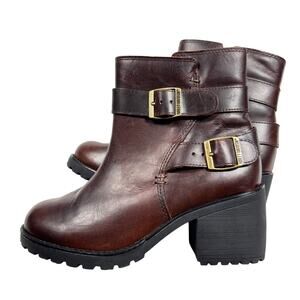 Harley Davidson Women's Brown Lalanne Double Strap Motorcycle Boots Block Heel 7